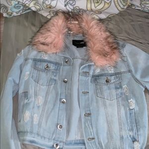FashionNova fur collar jean jacket